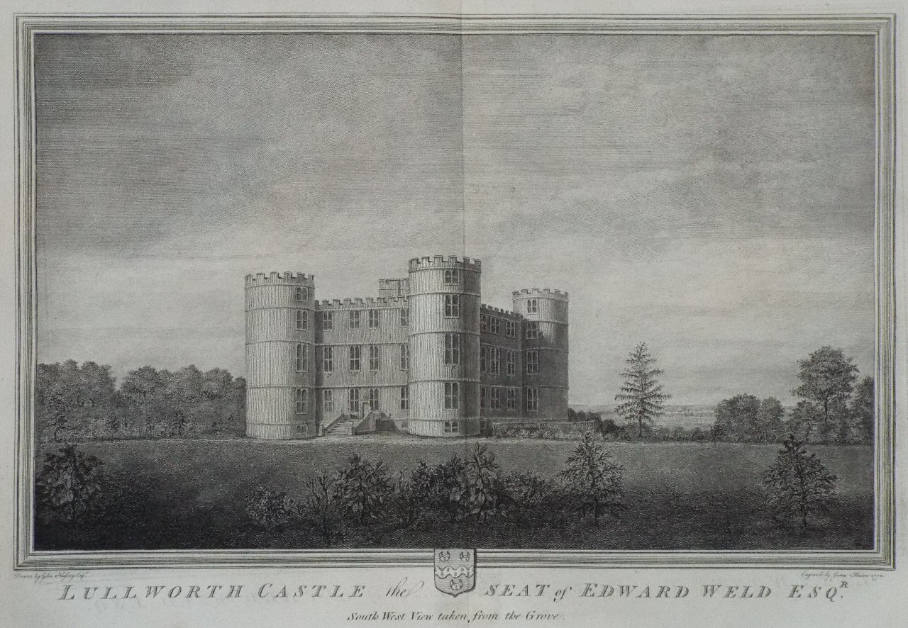 Print - Lullworth Castle the Seat of Edward Weld Esqr. South West View taken from the Grove - Basire